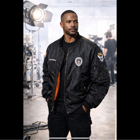 None Other - SECURITY Bomber Jacket XXL Black Orange Lined Film TV Wardrobe